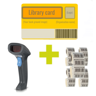 Big Value Pack with Syble barcode scanner, 500 library cards, 5000 labels